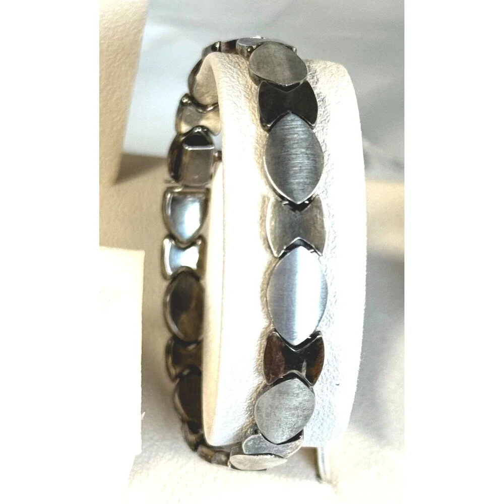 Vintage 925 Sterling Italy Interlocking Panel Link Bracelet 13.59g